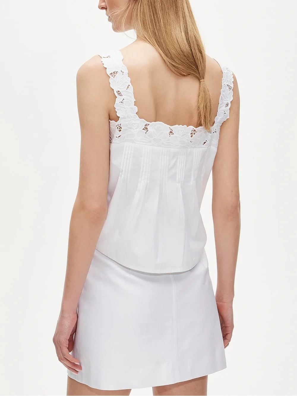 NWT J.Crew White Lace-Trim Compact Poplin Tank Top size S